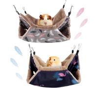 2 Pieces Guinea Pig Rat Ferret Hammocks and Warm Beds for Small Animals Pet, Squirrel Rat Ferret Cage Accessories and Toys for Sugar Glider Guinea Pig Hamster (1.Flamingo+Feather) (Flamingo+Feather)