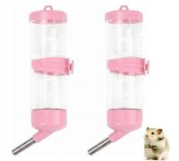 2 Pieces Guinea Pig Water Bottle, Small Animal Water Dispenser, Pet Drinking Bottle for Multi-Cage Hydration and Travel Use, Gerbils Mice Rats Guinea Pigs Rabbits Chinchillas (125ml-Pink)