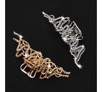 2 Pieces Hair Claw Clips Nonslip Large Jaw Grip Metal Strong Hold Hair Clips Clamp Crystal Rhinestones Hair Barrette Sparkly Retro French Hair Pins Waves Crown Hair Styling Accessories for Women Girls