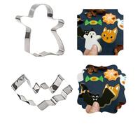 2-Pieces Halloween Cookie Cutter in Bat and Ghost Shape, Stainless Steel Cake Biscuit Moulds, Halloween Party Favors, DIY Baking Gifts