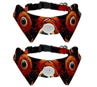 2 Pieces Halloween Eyeball Bowtie Dog Collar, Girl Boy Dog Collars with Bow Tie, Pet Bowties for Small Medium Puppies Kitterns Rabbits
