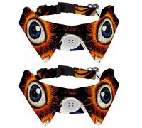 2 Pieces Halloween Eyeball Cute Dog Collar with Bowtie, Adjustable Shirt Lapel Design Bowtie Pet Collar for Small Dogs Puppies and Cats