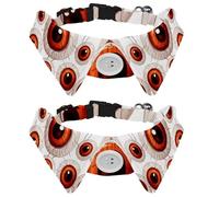 2 Pieces Halloween Eyeball Dog Collars for Medium Dogs, Cat Bow Tie with Buckle, Collared Shirts for Pet Bowties, Neck 11.2-12.2 in
