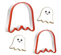 2 Pieces Halloween Ghost Cookie Cutter Set for Baking Stainless Steel Skull Shape with Soft PVC Edge Cookie Cutter for Holiday Baking
