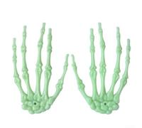 2 Pieces Halloween Skeleton Hands Realistic Severed Plastic Hands for Scary Halloween Display and Educational Anatomy Models (Green)