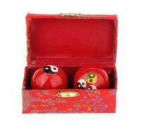 2 Pieces Hand Massage Balls with Storage Box, Chinese Baoding Exercise Balls for Finger Wrist Flexibility, Stress Relief, Compact Relaxation for Kids Seniors- Gossip Red
