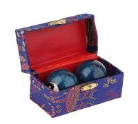 2 Pieces Hand Massage Balls with Storage Box, Chinese Baoding Exercise Balls for Finger Wrist Flexibility, Stress Relief, Compact Relaxation for Kids Seniors- Gossip Blue