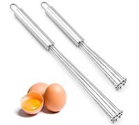 2 Pieces Hand Whisk, Stainless Steel Ball Whisk Large and One Small for Cooking, Blending, Beating, Stirring