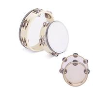 2 Pieces (6inch And 8inch) Handheld Tambourine, Tambourines with Jingle Bells, Wooden Hand Drum, Kids Wooden Tambourine Bell, Wooden Single Row Hand Drum for Child, Dance & Song Accompaniment