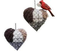 2 Pieces Handmade Fiber Bird Nesting Heart, Birds Nests Material Holder, Hummingbird Nest Boxes For Outside, Dual-Season Outdoor Bir-d Shelter Hanging Bi-rd House For Garden, Yard & Bi-rd Lover