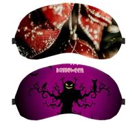 2 Pieces Happy Halloween Creepy Trees Purple Sleep Mask for Back and Side Sleeper, 100% Light Blocking Eye Mask, Adjustable & Breathable Sleeping Eye Cover, Zero Eye Pressure