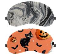 2 Pieces Happy Halloween Ghost Bat Pumpkin Sleep Eye Mask for Side Sleeper, Sleeping Mask, Light Blocking Eye Mask, Soft Eye Shade Cover for Travel, Nap, Plane