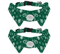 2 Pieces Happy St Patrick Lucky Green Clover Puppy Collar with Bowtie, Small Dog Collar Shirt Design, Adjustable Bow Tie for Small Boy and Girl Dog Cats Pets