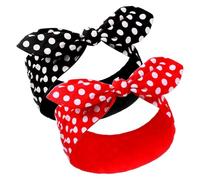 2 Pieces Head Scarf for Women Retro 1940s Head Scarf Bandana Headband Red Black Boho Bow Headbands Vintage Rabbit Ear Hairband Girls Hair Accessories (Lovely Dot)