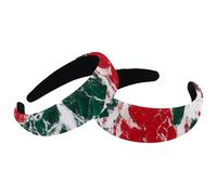 2 Pieces Headband for Women, No Slip Hairbands, Red Green White Marble Texture Cute Hair Headbands, Thick Hair Wide Top Hair Hoops, Hair Accessories