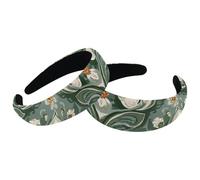 2 Pieces Headbands for Women Ladies, Retro Iris Ethnic Pattern Sage Green Non Slip Makeup Headband Wide Top Turban Hair Bands Hoops for Shower