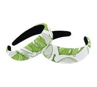 2 Pieces Headbands Women Hair Head Bands, Green Jungle Palm Leaves Pattern Non Slip Thick Padded Hairband Hair Band Hoops, Vintage Thick Hair Wrap