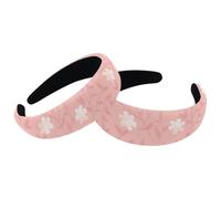 2 Pieces Headbands Women Hair Head Bands, Little White Floral Willow Pink Non Slip Thick Padded Hairband Hair Band Hoops, Vintage Thick Hair Wrap
