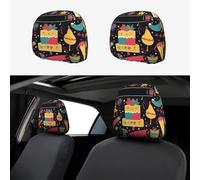 2 Pieces Headrest Covers for Cars Elastic Headrest Protector with Happy Birthday Images for SUV Funny Headrest Protector for Seat and Universal Headrest