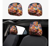 2 Pieces Headrest Covers for Cars Elastic Headrest Protectors Candy Color SUV Funny Car Seat Headrest Protector Cover Universal Interior Accessories