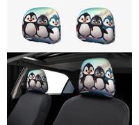 2 Pieces Headrest Covers for Cars Elastic Headrest Protectors Five Penguins Cute SUV Headrest Protector Funny Headrest Seat Cover Universal for