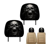2 Pieces Headrest Protector for Car, Halloween Skull Headrest Protector - Elastic Headrest Cover | For Vehicles SUV Trucks Driving Holiday Family Trips Road Trips and Commuting