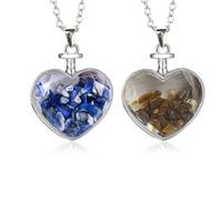 2 Pieces Heart Guardian Fashion Couple Pendant, Natural Crystal Mineral Ornament Wishing Bottle Pendant, Women's Necklace Fashion, Creative Accessories for Girls Gifts