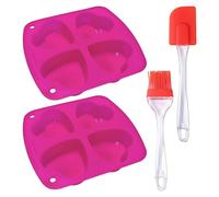 2 Pieces Heart Molds, 2 Pieces Brushes, Cake Molds, Creative Pastry Models, Kitchen Tools, Baking Utensils.