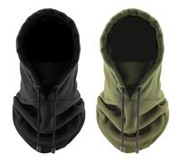 2 Pieces Hooded Masks, Warm Masks For Men And Women, Outdoor Cycling Hoods, Windproof Neck Hood, Suitable For Cycling, Running, Climbing And Cold Weather (Black And Green)