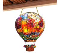 2 Pieces Hot Air Balloon Sun Catcher, 2D Hot Air Balloon Window Decorations, Ho-t Ai-r Balloo-n Garden, Flame Effect Lanterns for The Garden Ornaments, Acrylic Wall Hangable Colored Dec