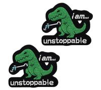 2 Pieces I Am Unstoppable Embroidery Badge Patch Hook & Loop Colour Nylon Tactical Patch Sew-On Appliqué Funny Green Costume Accessory for Jacket Vest Clothing Hat Backpacks Jean