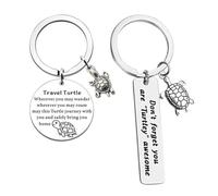 2 Pieces Inspirational Turtle Keychains, Stainless Steel Keychains, Gift Keychains, Engraved Keychains