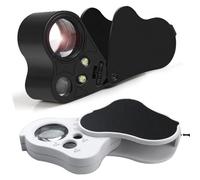 2 Pieces Jewelers Loupe,1Piece 30X 60X 90X and 1 Piece 30X 60X Jeweller Loupe Folding,with UV Black Light and Bright LED Light for LED Currency Detecting/Jewelry Identifying Type