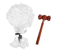 2 Pieces Judge Costume Accessories, Formal Judges Wig and Wooden Hammer, for Costume Accessories for Cosplay Role-Playing Halloween Costume Accessories Theme Party White