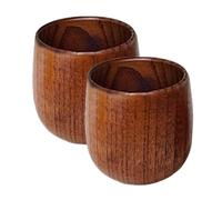 2 Pieces Jujube Wood Whisky Cups Set, 7.8cm Charred Finish Bourbon Glasses, Charred Finish Whisky Cups,Small Drinking Vessels for Whiskey Tasting, Home Bar, Restaurant Use, Natural Grain Display