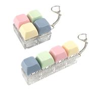 2 Pieces Keyboard Fidget Toy, 4 Button Fidget Keyboard Keychain, Funny Finger Clicker Decompressions Toys, For Home School Travel Desk Sensory Backpack Decoration