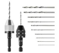 2 pieces keyless drill chuck, 1/4 inch hex shank drill adapter, 0.3-6.5 mm and 0.3-3.6 mm 3-jaw drill chuck, keyless drill chuck with 10 x 0.8-3.0 mm drill set for conversion tool