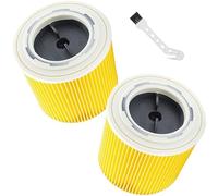 2 Pieces KFI 3310 Cartridge Filter, Steel Filter Bracket Fit for Karcher Hoover Filter KWD1-KWD3, SE4001/40 with a Brush (Orange)