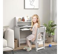 2 Pieces Kids Desk and Chair Set with Storage, for 5-8 Year Old ZONEKIZ Grey One Size