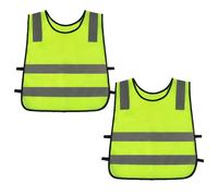 2 Pieces Kids High Vis Vest,Hi Visibility Reflective Childs Safety Children's Strips Vests Fluorescent Green Visibility Reflectors Jackets,for Kid Toddler Childrens Family Driving Costume Outdoor