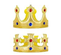 2 Pieces King Crown, King Queen Crowns Kids BirthdayCrown, Party Hat Prince Play Tiara, Golden for Adult Kid Costume Accessories Crown Dress Up Dance Accessories Queen Costume