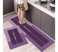 2 Pieces Kitchen Mats And Rug Set,Non-Slip Washable, Rubber Backing Modern Kitchen Floor Mats, Anti Fatigue Kitchen Comfort Soft Cushioned (40X60Cm + 40X120Cm,Purple),Purple,40Cm*60Cm+40Cm*120Cm