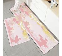 2 Pieces Kitchen Rug Sets, Non Slip Kitchen Mat,Lantern,Vintage Japanese Style Chinese Lanterns with Floral Landsc,Washable Modern Mats and Rugs for Hallway, Dining Room and Entryway, 45x70cm+45x120cm