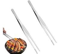 2 Pieces Kitchen Tongs, 30 cm Barbecue Tongs, Stainless Steel Barbecue Tongs, Professional Chef Tongs, Serrated Design for Firm Grip, for Cooking Grilling and Baking