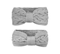 2 Pieces Knit Headbands Winter Ear Warmers 2 Styles Twisted Elastic Turban Head Wraps with Bow Knot Thick Crochet Turban Ear Warmer Accessories Hair Scrunchies Scarves for Women Warm Winter Gifts