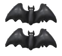 2 Pieces Large Halloween Bat Foil Balloons, 47 Inches Black Mylar Bat Balloons with Big Wings for Spooky Trick-or-Treat Party Decor, Haunted House, Birthday and Indoor Outdoor Halloween Decorations