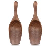 2 Pieces Large Wooden Coffee Scoop Shovel for Ground Coffee Tea Sugar Wooden Measuring Spoons Multipurpose Big Scoops for Canisters Jars Kitchen Storage Accessories Black Walnut (2 Pcs)