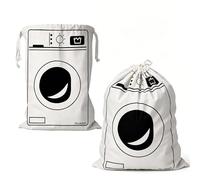 2 Pieces Laundry Bags 60 x 50 cm Hanging Laundry Bag Canvas Laundry Basket Drawstring Bags Reusable Toys Storage Bag Large Canvas Bags for Clothes, Travel, Toys & Gifts