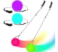 2 Pieces LED Poi Juggling, LED POI Spinning Balls, 9 Vibrant Color Light Modes and Patterns, LED Fire Poi for Beginners and Professionals,Glow in the Dark, for Dancing, Camping, Lights Show