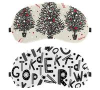 2 Pieces Letters Pattern Sleep Mask for Side Sleeper Men Women, Light Blocking Eye Mask Cover Eyeshade with Adjustable Strap, Night Blindfold